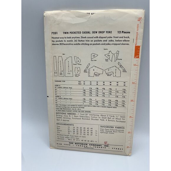 Butterick Misses Dress Sewing Pattern Sz 16 7231 - uncut - Picture 3 of 4